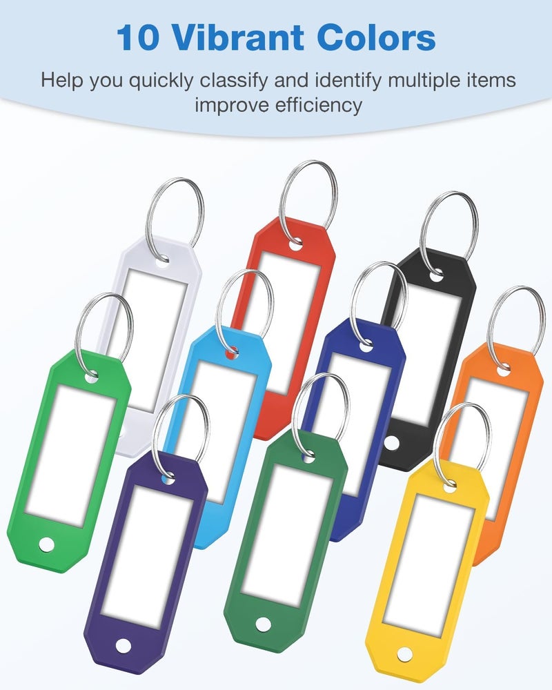 ttstar 40 Pack Key Tags Identifiers – Hexagon Design Key Rings with Labels, Multi-Color Plastic Keychain with Writable Window for Organizing Keys, Luggage, Pet Tags, Flash Drives - Image 3